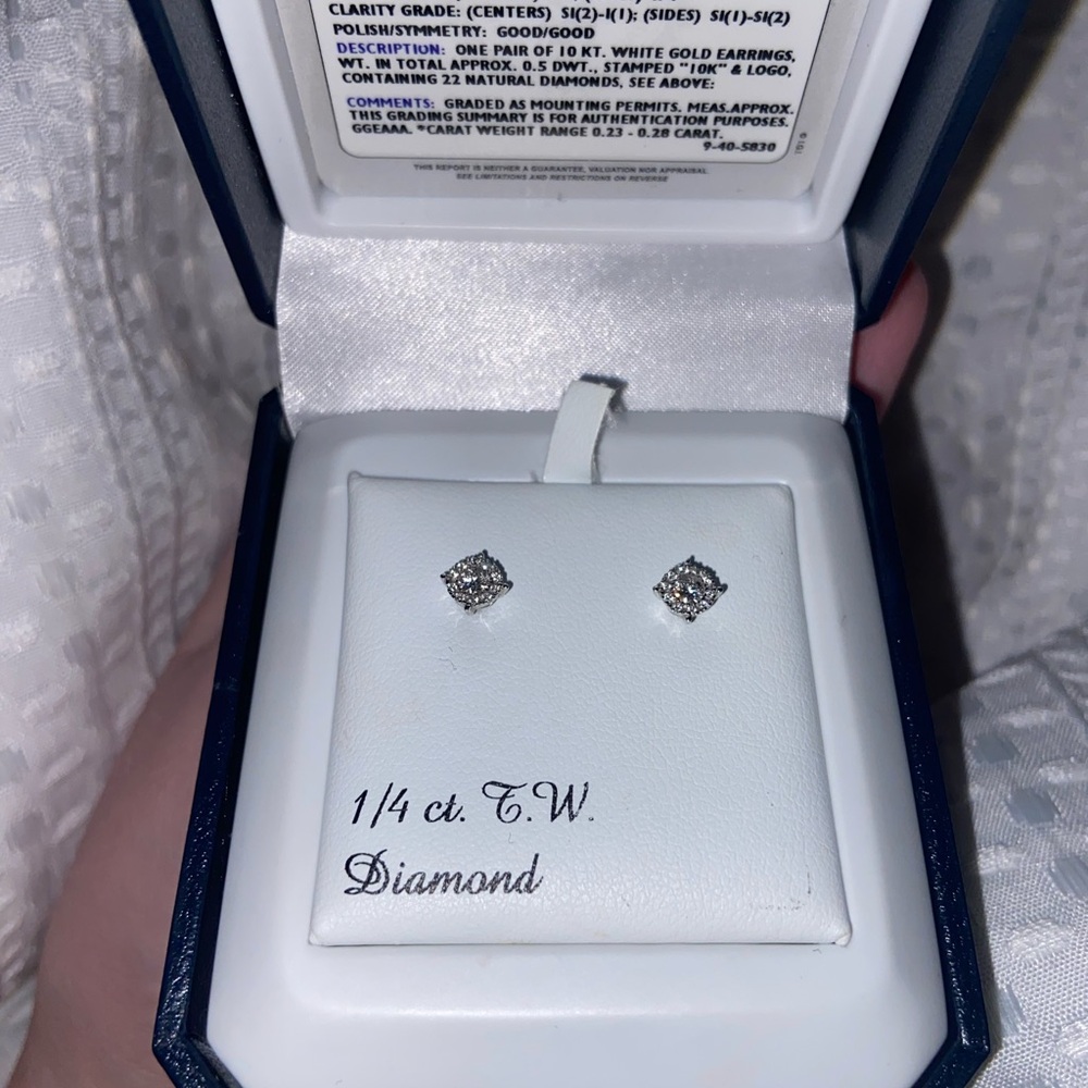 Silver Square Diamond Earrings